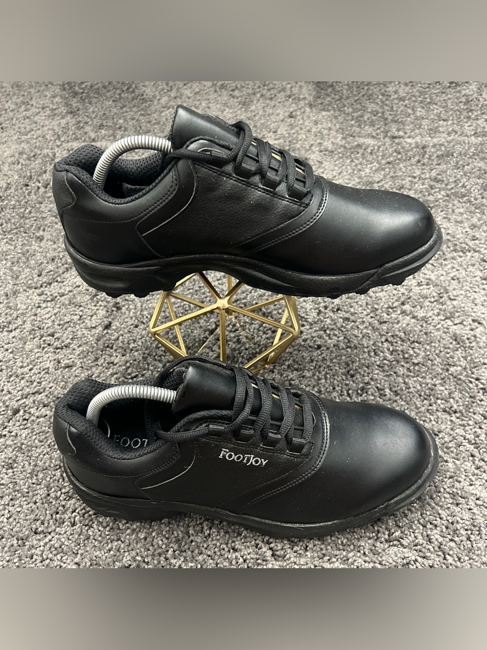 Footjoy Greenjoys Golf Shoes Men's Size 9M 45413 Black Leather Soft Spikes